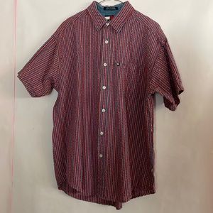 Tommy Hilfiger Large Short Sleeve Red, White & Blue Seersucker Shirt